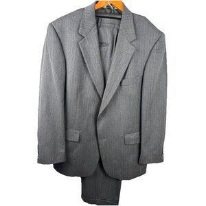 Evan Picone - Elder-Beerman Men’s Suit 2 Piece Gray Wool Jacket 46R Pants 38x28